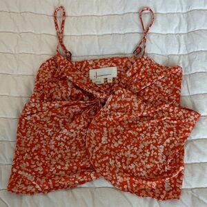 Anthropologie Red and White Patterned Camisole
